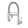 FLG Kitchen Faucets with Pull Down Sprayer,Commercial Single Handle Kitchen Sink Faucet with LED Light,Brushed Nickel