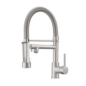 FLG Pull Down Kitchen Faucet with Lock Sprayer,Single Handle Spring Stainless Steel Kitchen Sink Faucet Brushed Nickel