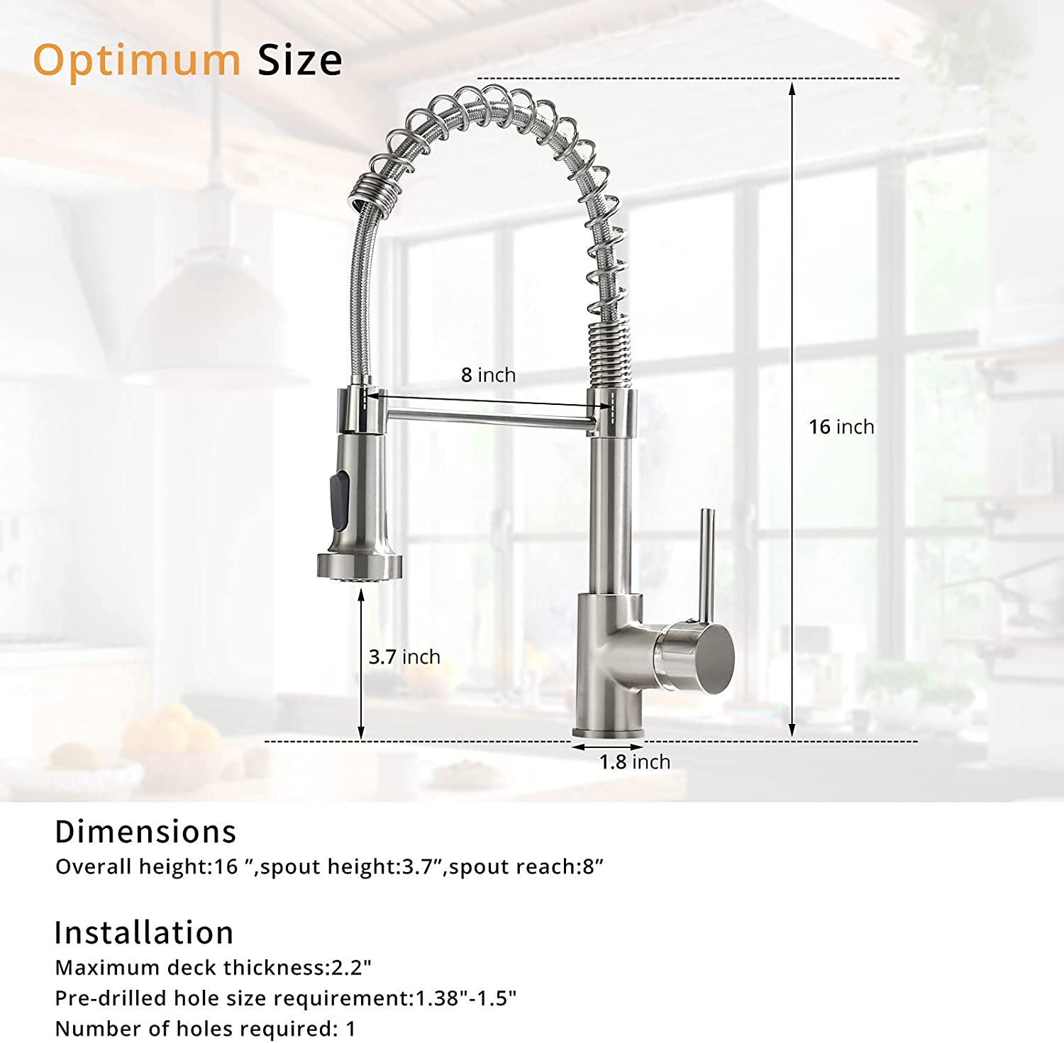 FLG Kitchen Faucet with Pull Down Sprayer High Arc Single Handle Spring Kitchen Sink Faucet Brushed Nickel Commercial Modern rv Stainless Steel Kitchen Faucets