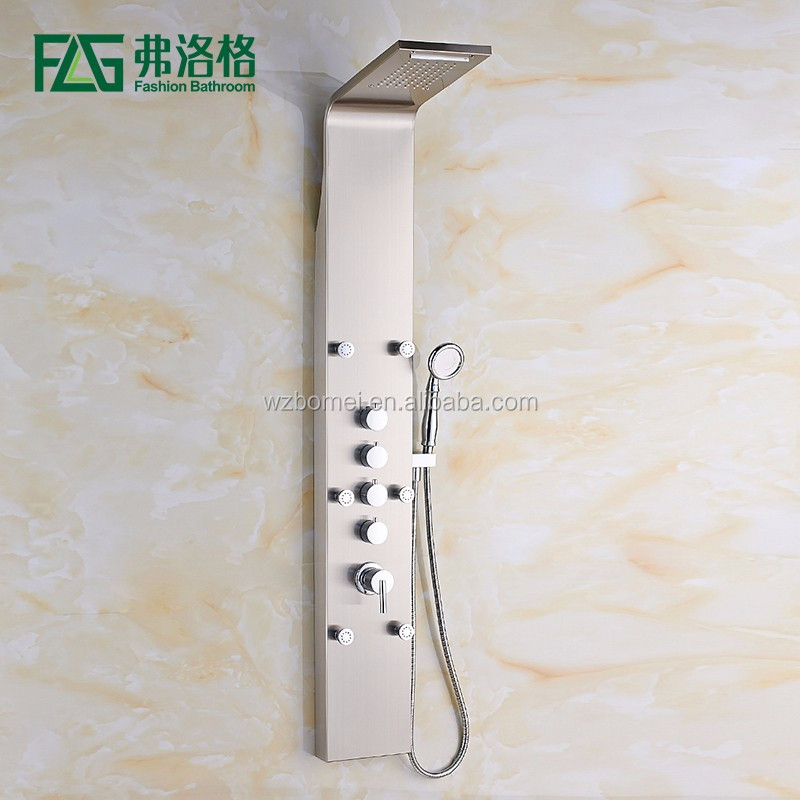 Cold Hot Water Promotional New Design Style Brush Stainless Steel Shower Panel