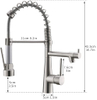 FLG brass taps 360 swiveling sink spiral spring LED black cone kitchen faucet