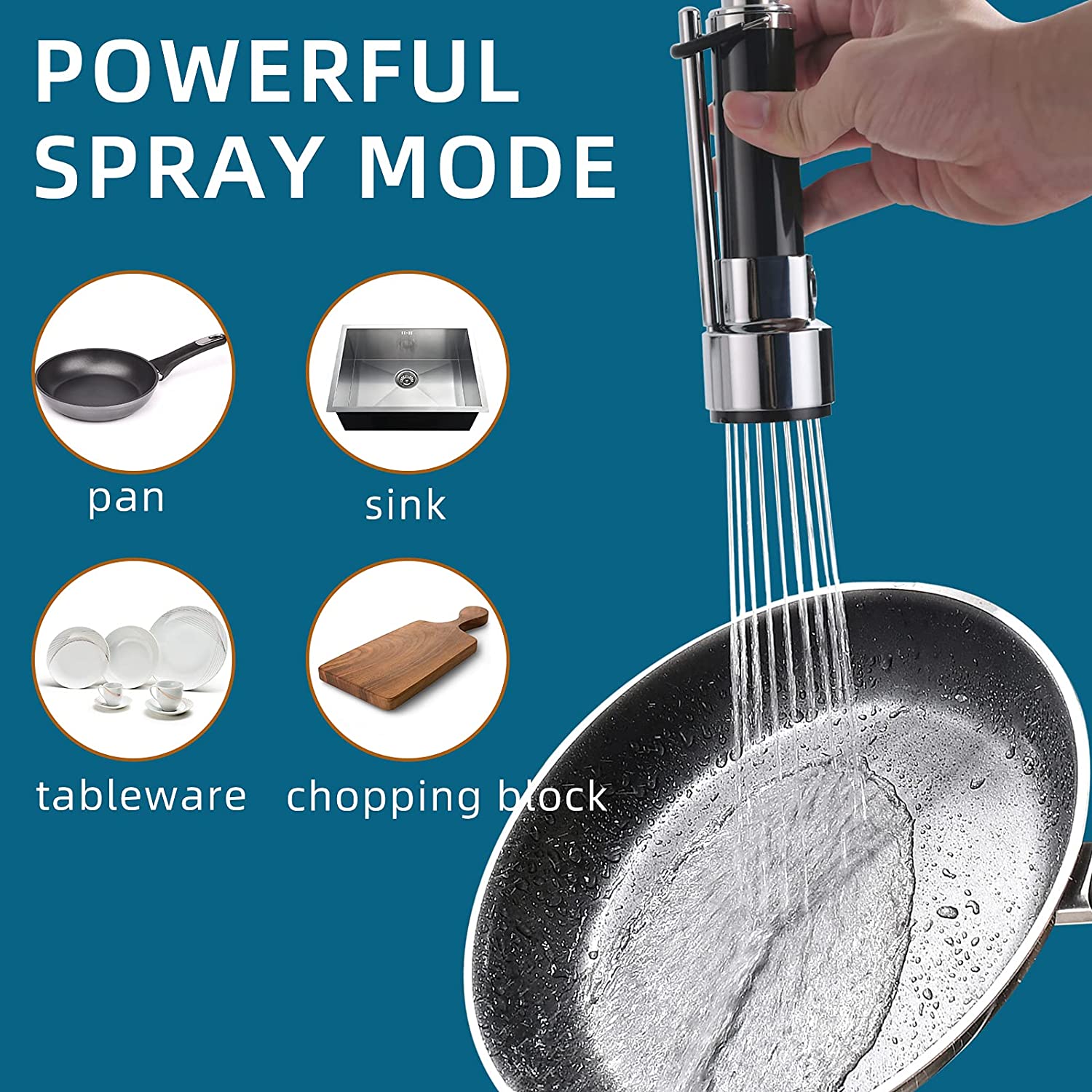 FLG Chrome Faucet for Kitchen Sink,Kitchen Faucets with Pull Down Sprayer,Commercial Single Handle Kitchen Faucet
