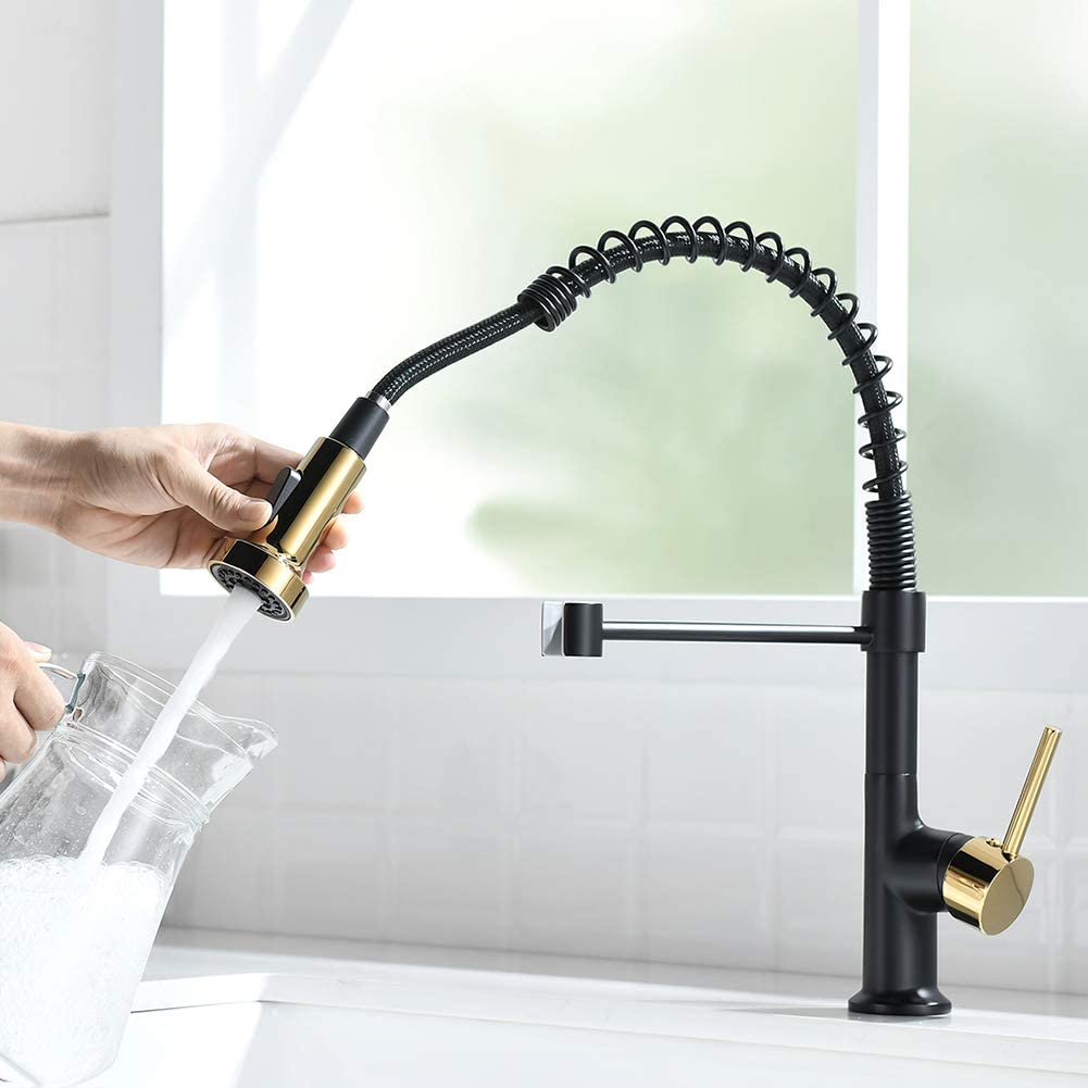 Flg Kitchen Faucet With Pull Down Sprayer Commercial Single Handle Lever Spring Kitchen Sink 2454