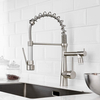 FLG brass taps 360 swiveling sink spiral spring LED black cone kitchen faucet