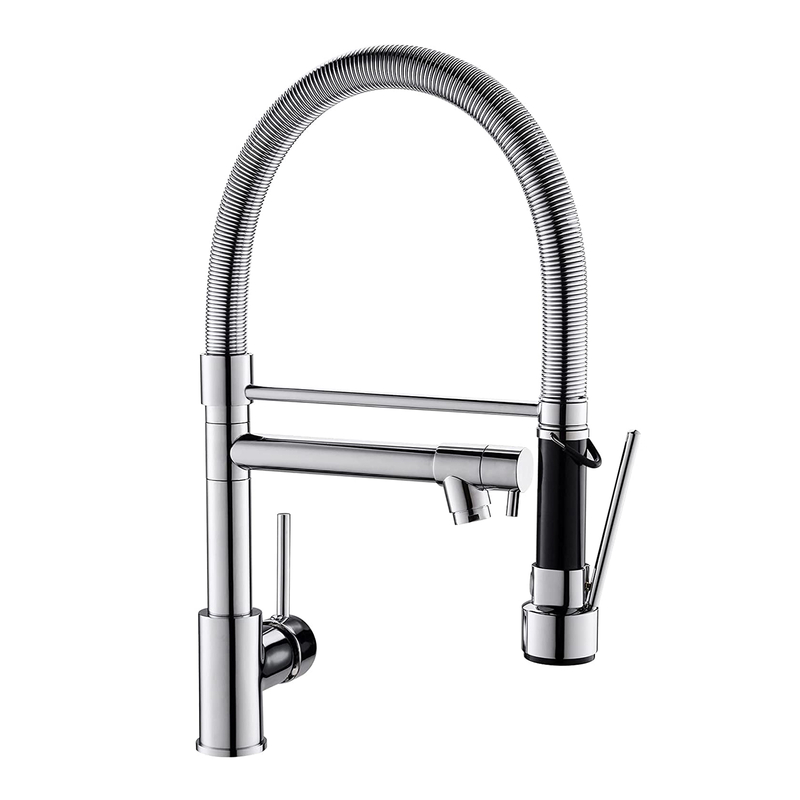 FLG Chrome Faucet for Kitchen Sink,Kitchen Faucets with Pull Down Sprayer,Commercial Single Handle Kitchen Faucet