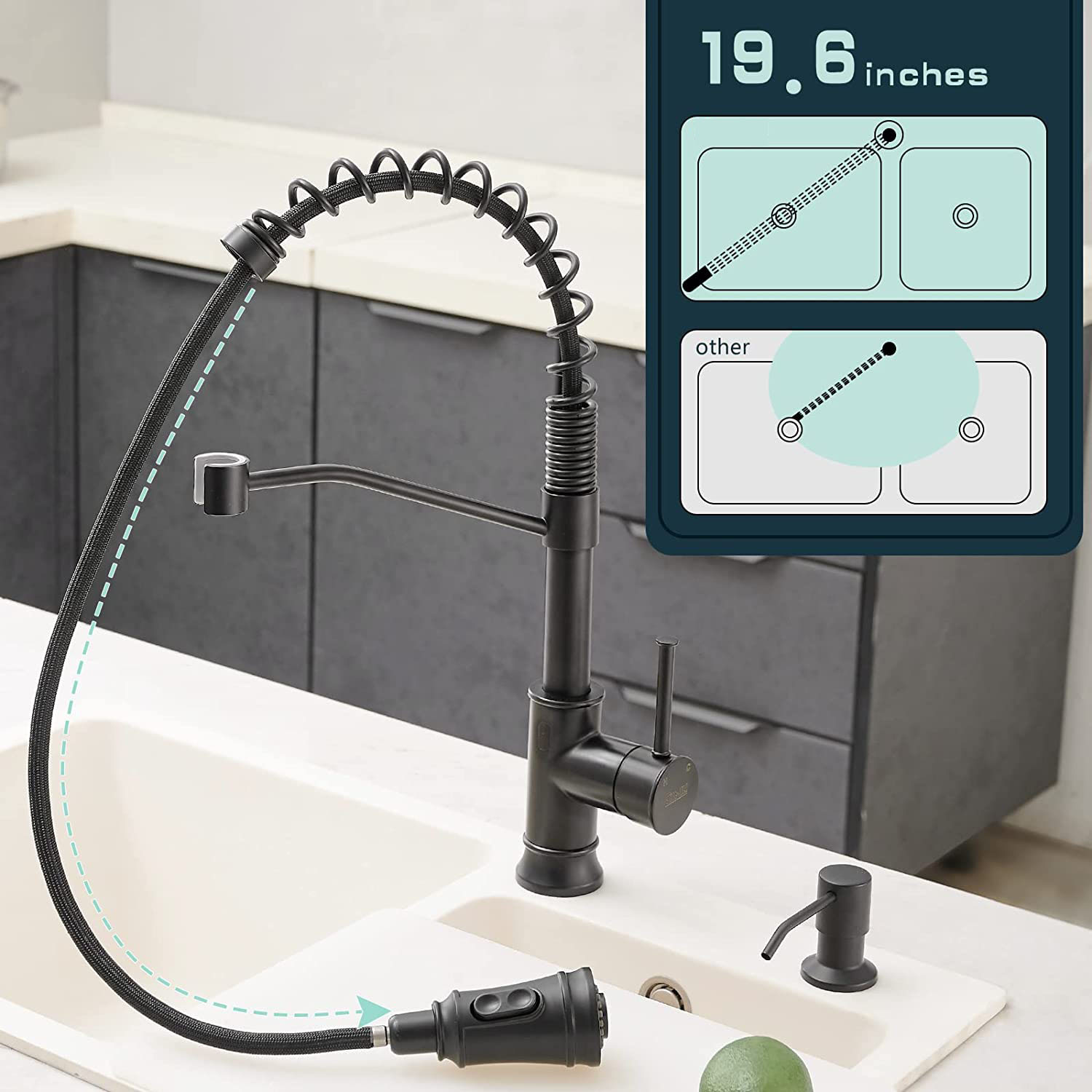 Matte Black Touchless Kitchen Sink Faucet with Pull Down Sprayer, Motion Sensor Activated Hands-Free Single Handle Kitchen Faucet.